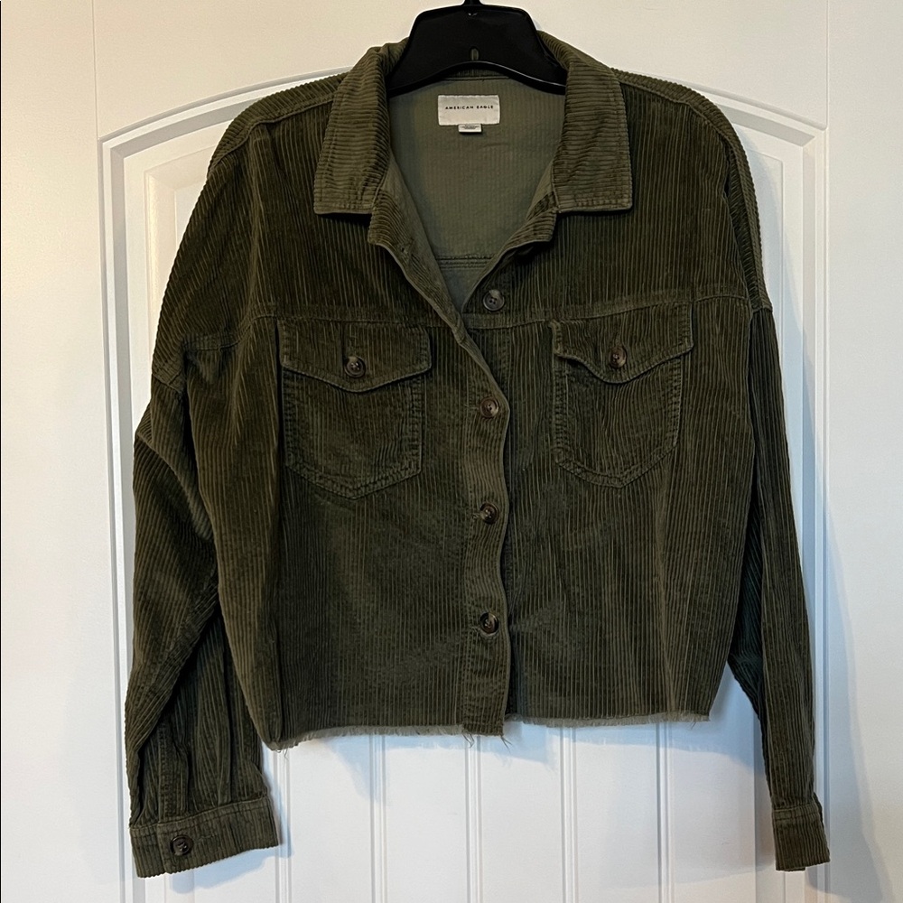American Eagle Dark Green Corduroy Utility Jacket